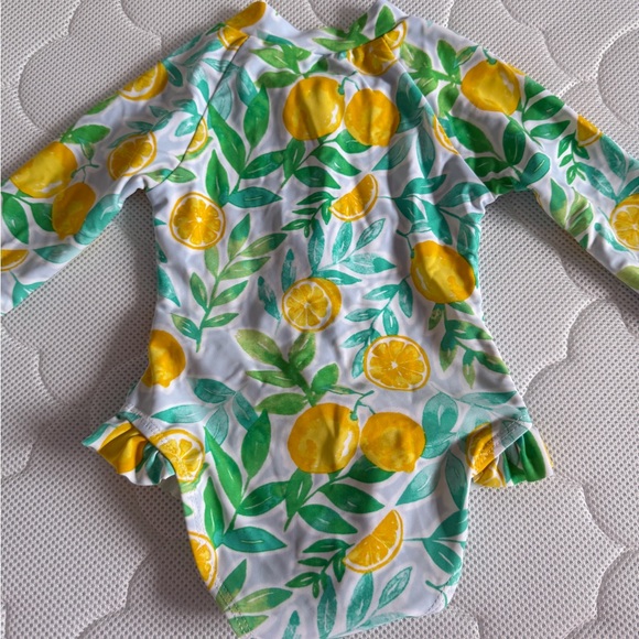 Little Me Lemon Rashguard Swimsuit - Picture 3 of 4